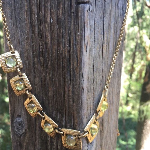 Vintage necklace and bracelet in green and gold flapper girl style - Picture 3 of 10